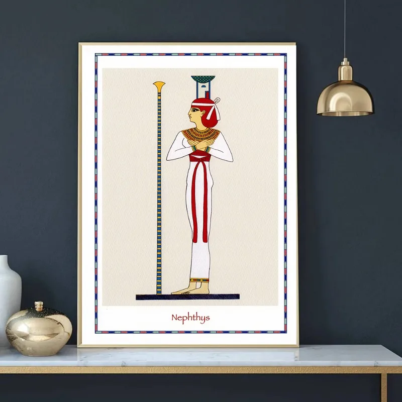 Egyptian Gods Poster Anubis Thoth Ancient Egypt Wall Art Canvas Painting Vintage Minimalist Living Room Home Decor Picture Gift
