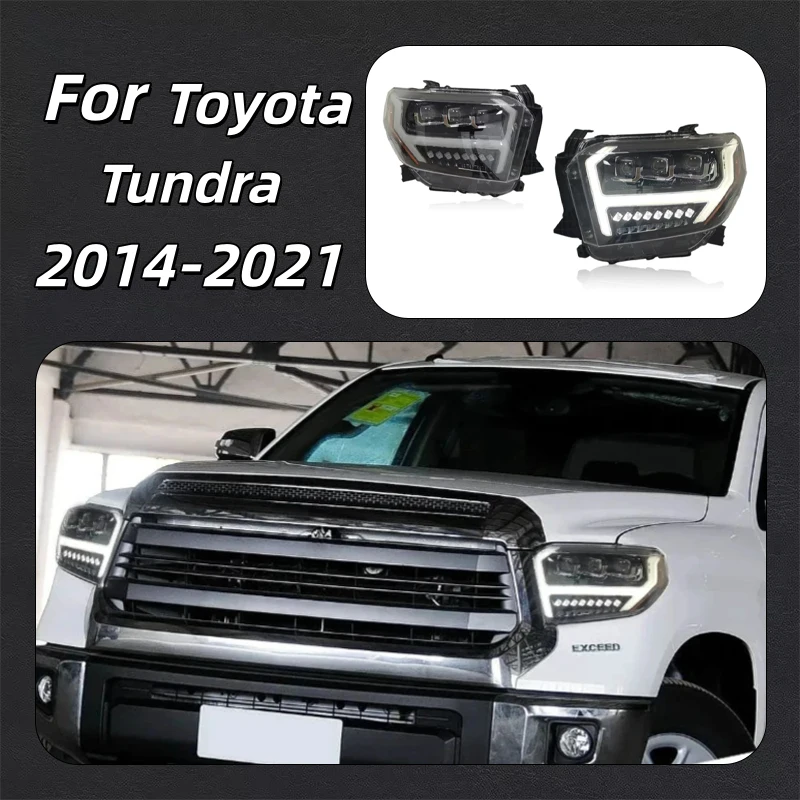 

for 2014-2021 Tundra headlight assembly modified LED lens running light turn signal