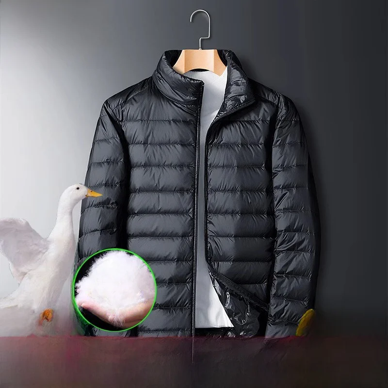 Men's down Jaet Lightweight Hooded White Du Feather Warm Casual Large Size Autumn Winter Faion Zipper Decorated Windproof