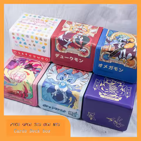 Yugioh WS OCG DTCG PTCG Cards Deck Box Anime Omegamon Giratina Lugia Mew Gallantmon Figures Pu Leather Storage Collection Box