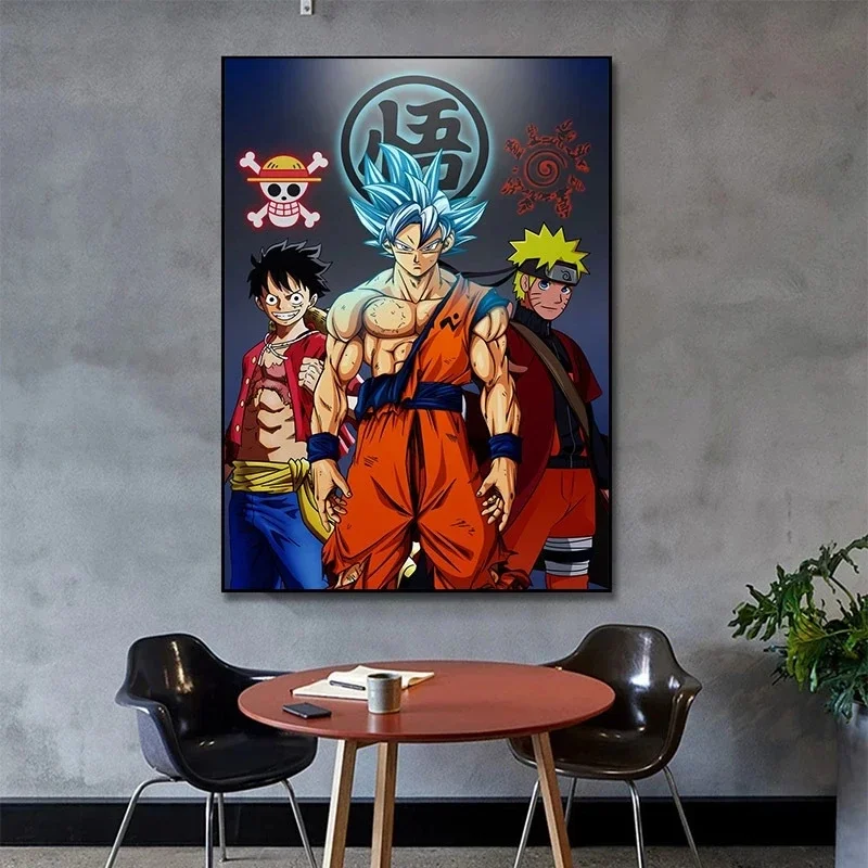 Anime Posters Goku Luffy Uzumaki Naruto Dragon Ball Canvas Print Super  Mural Art Decoration Wall Prints Children Home Decor