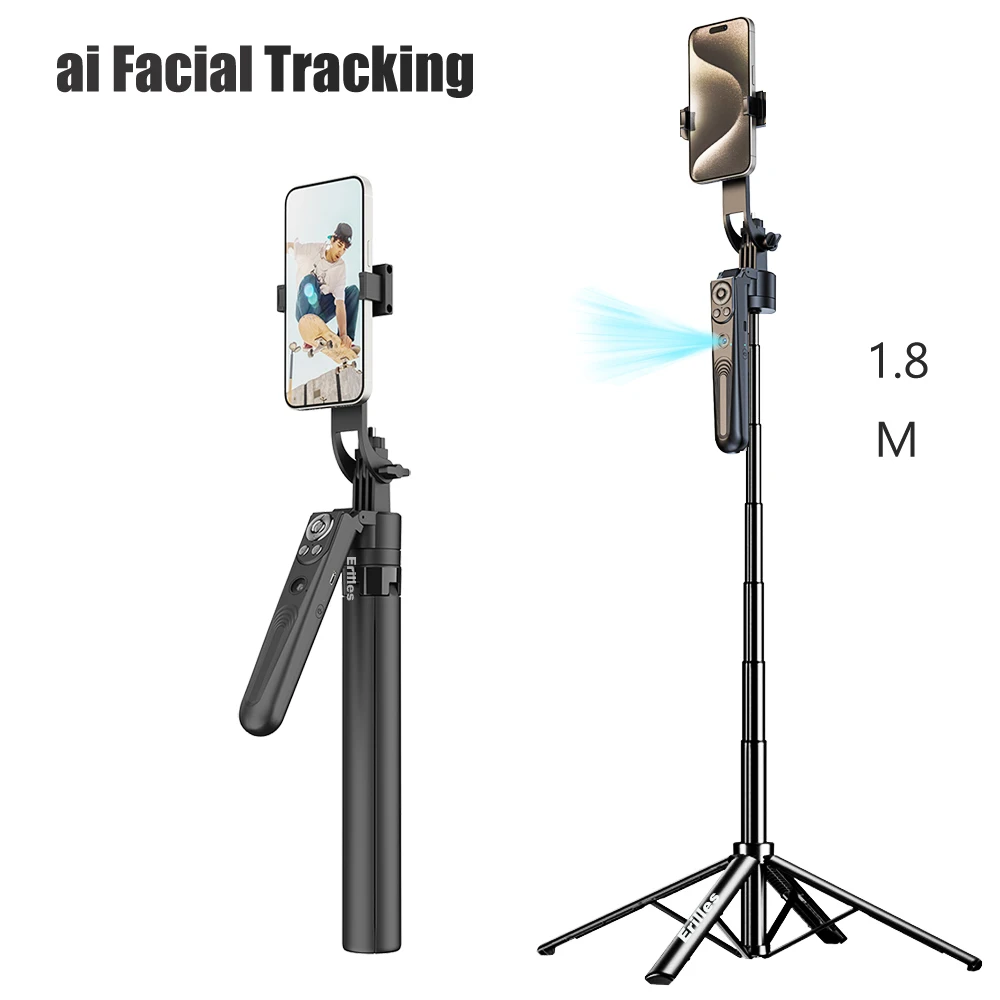 

Intelligent AI Facial Recognition 1.8M Wireless Selfie Stick Bracket Gimbal Long Extend Bluetooth 360° Shooting Live Broacast