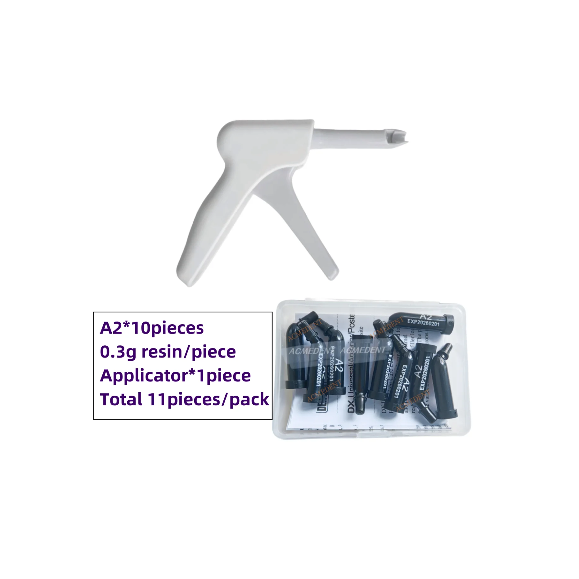 

Dental A2 Unidose Capsules Tips Composite Resin Light Curing 0.3g/piece with Applicator Gun