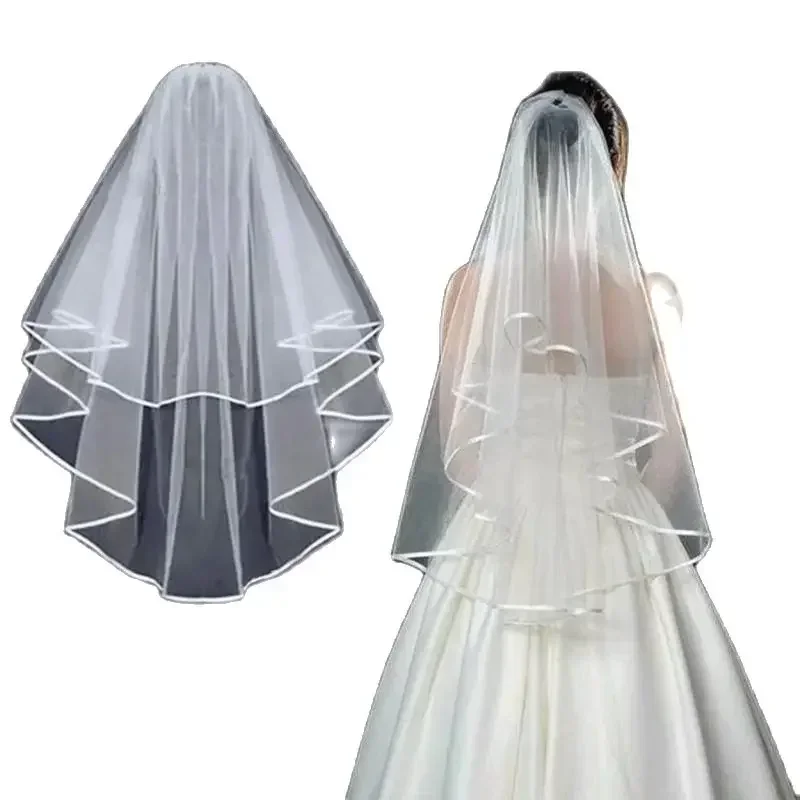 

Тюлевая свадебная фата, двухслойная расческа белого цвета слоновой кости, свадебная фата для невесты, свадебные аксессуары