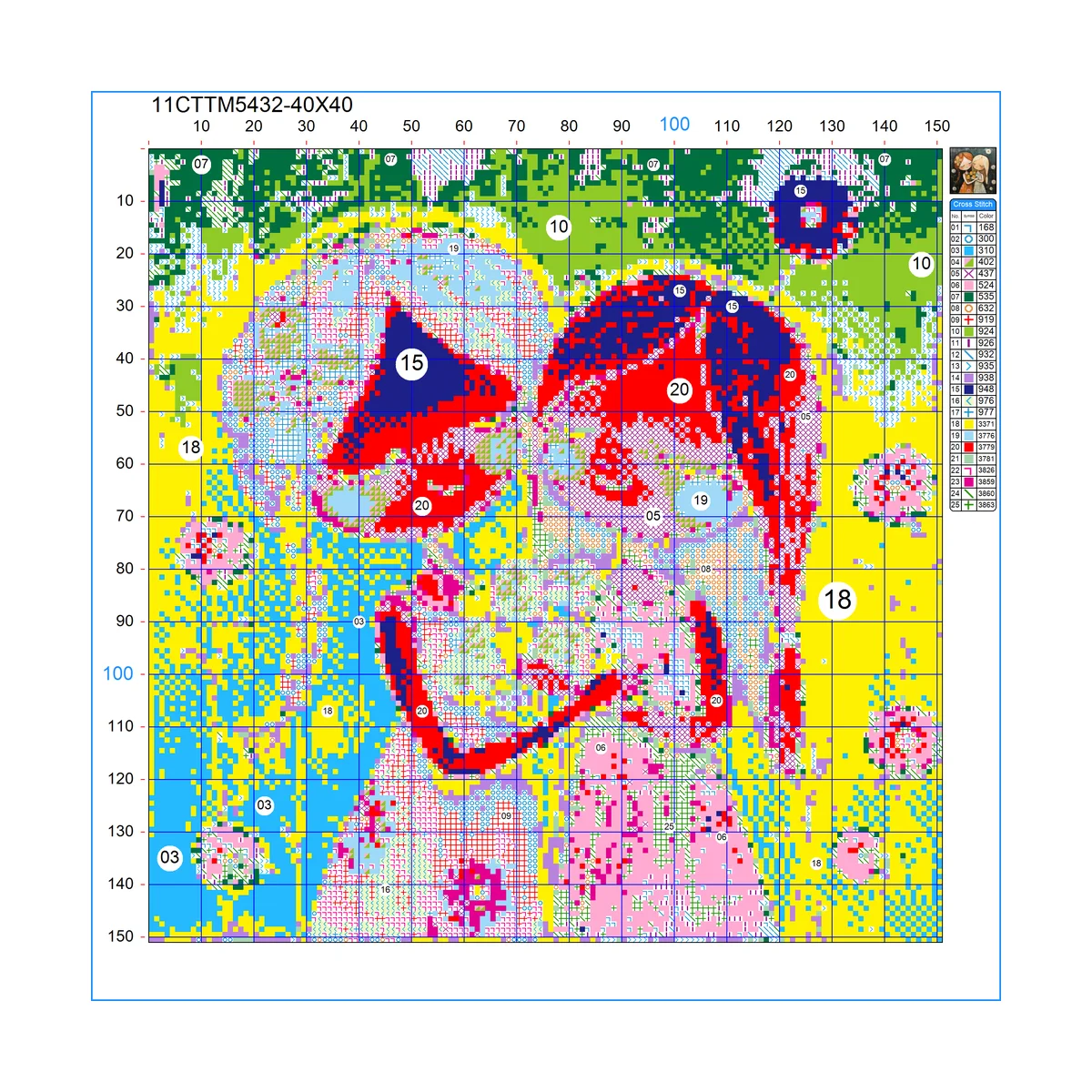 1 Stück 40x40 cm/15,74 Zoll, 11CT/14CT Druck-Kreuzstich-DIY-Set, Neujahrsgeschenk, entspanntes Stickset für Anfänger, für Schwestern – Detail 2