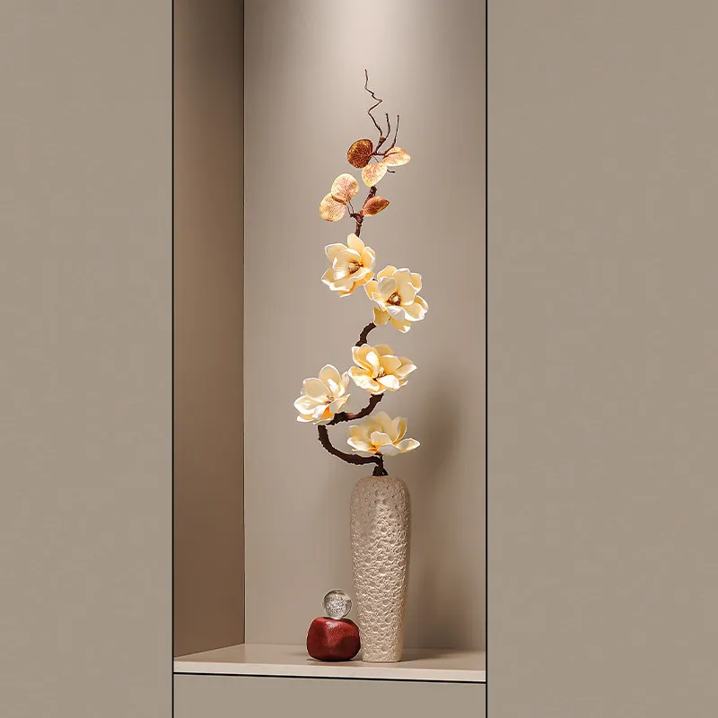 Ceramic vase ornament entrance living room gourd magnolia flower decoration housewarming opening gift