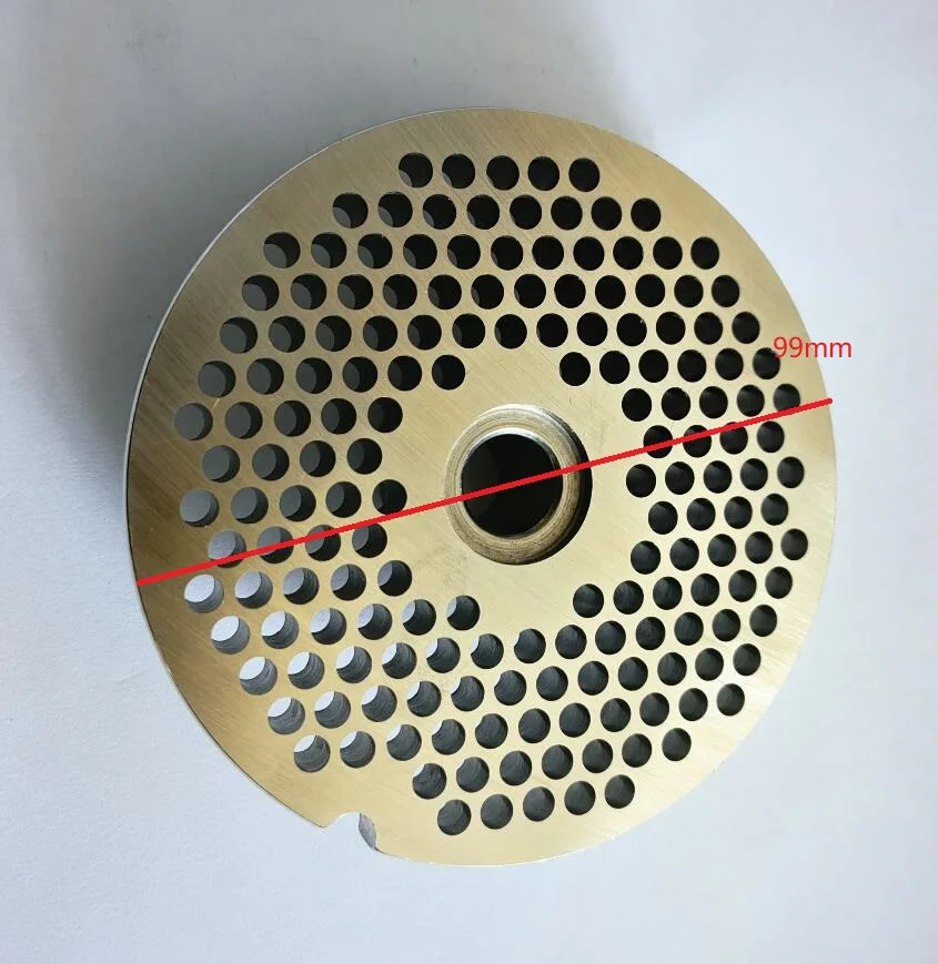 #32 Meat Grinder Parts 4.5mm Convex Stainless Steel Grate Round Plate 99mm Diameter 1cm Thickness