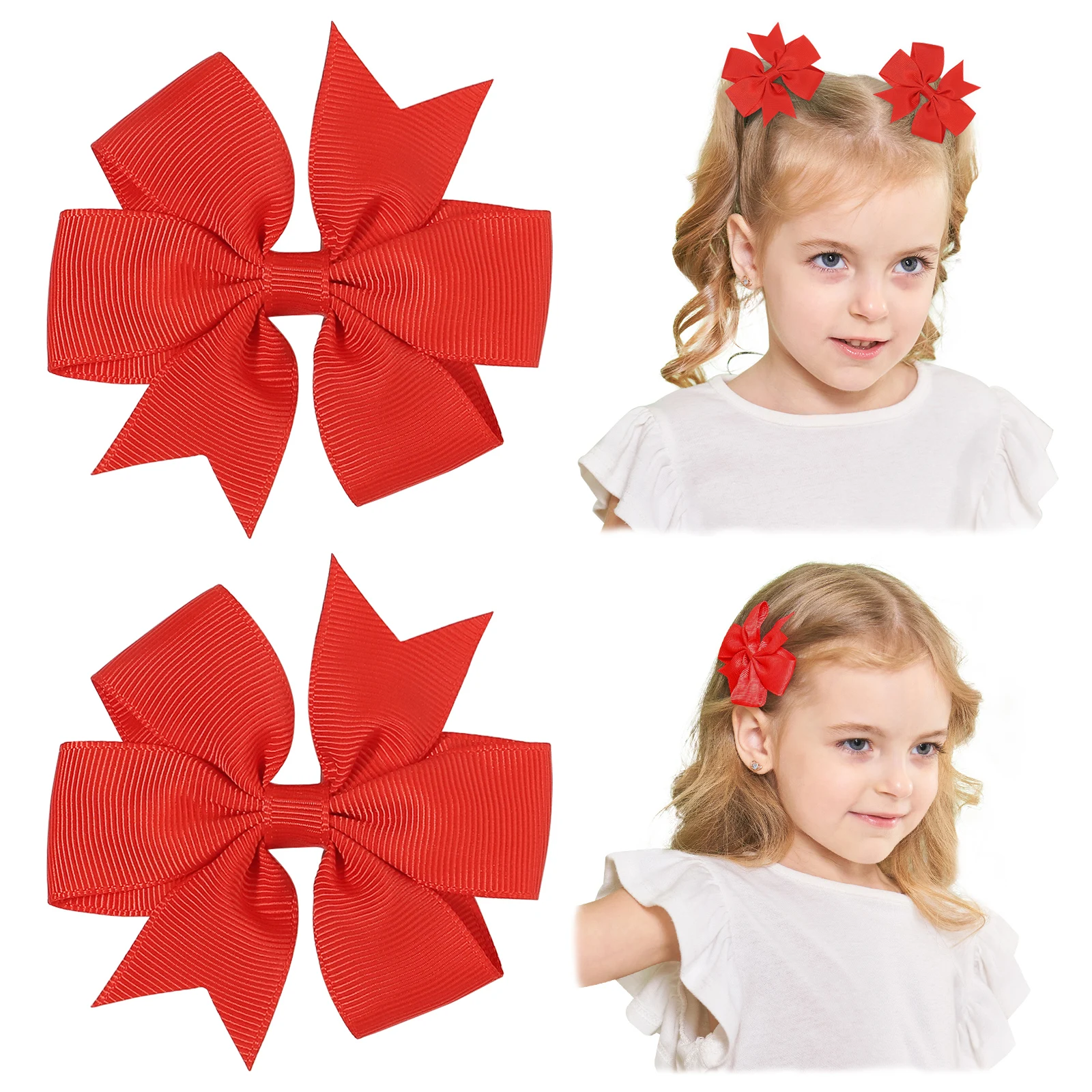 

2pcs/set 3.25'' Grosgrain Ribbon Hair Bows Clips for Baby Girls Cute Handmade Bowknot Hairpin Barrette Headwear Hair Accessories