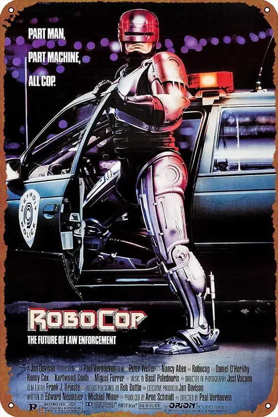 Robocop Movie Poster Retro Metal Sign Vintage Tin Sign for Cafe Bar Home Wall Decor 12 X 8 inch