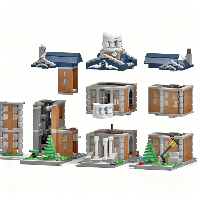 1504pcs MOC Super Heroes Marvelal XMens MINI X-Mansion Inspired Model Building Blocks Architecture Toy Christmas Gifts Education