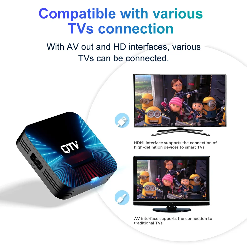 VONTAR QTV Q1 TV Box Android 10 Allwinner H313 con supporto da 2 GB 16 GB 4K H.265 Wifi TV Dongle Lettore multimediale Set Top Box 1 GB 8 GB