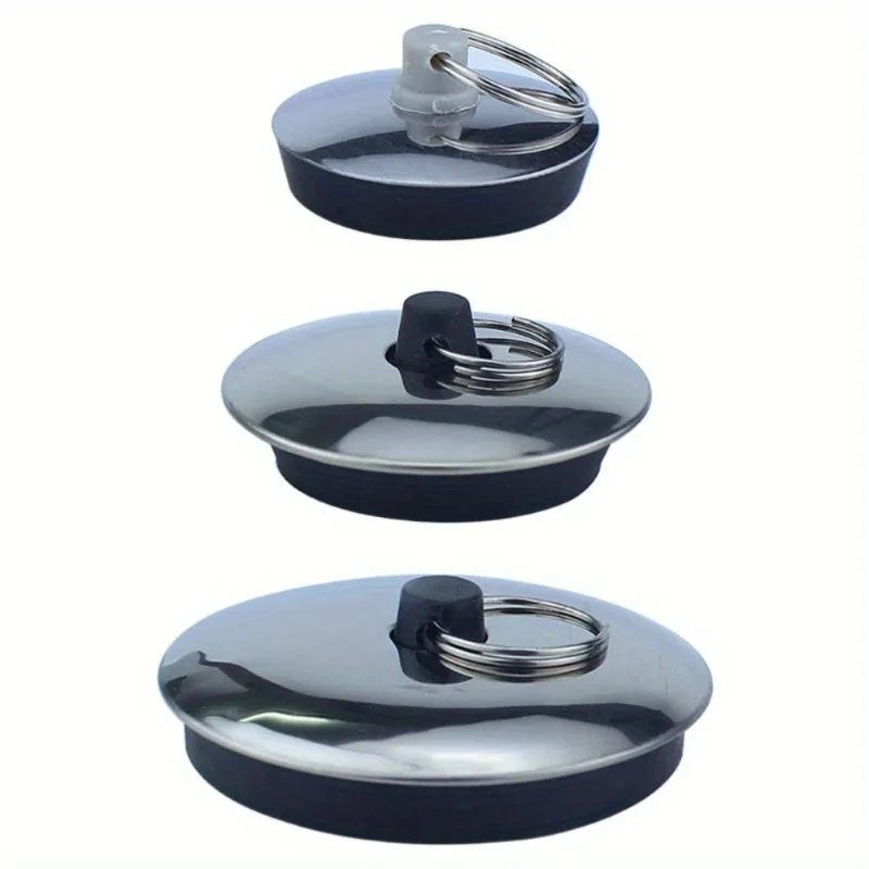3pcs Stainless Steel Sink Drain Stoppers With Rubber Seal - Multipurpose Laundry And Mop Sink Plugs