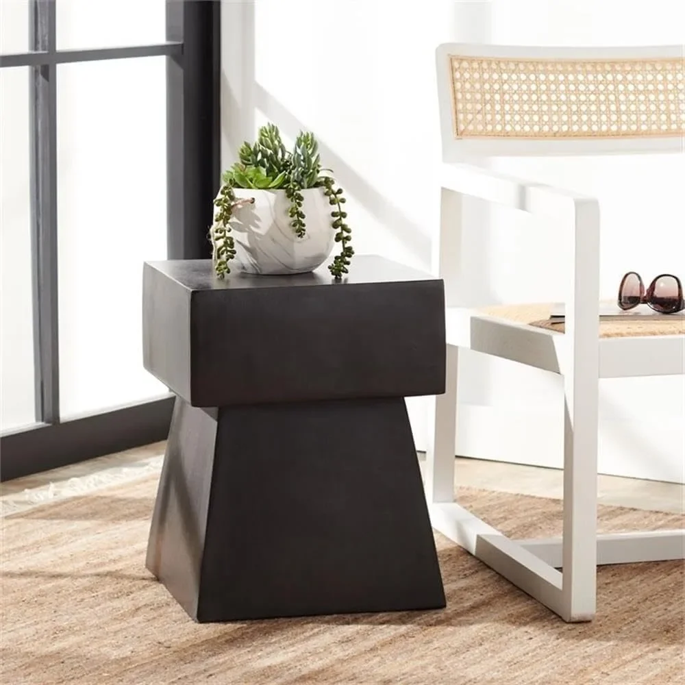 Outdoor Zen Black Mushroom Modern Concrete Accent End Table - Stylish & Durable Garden Furniture