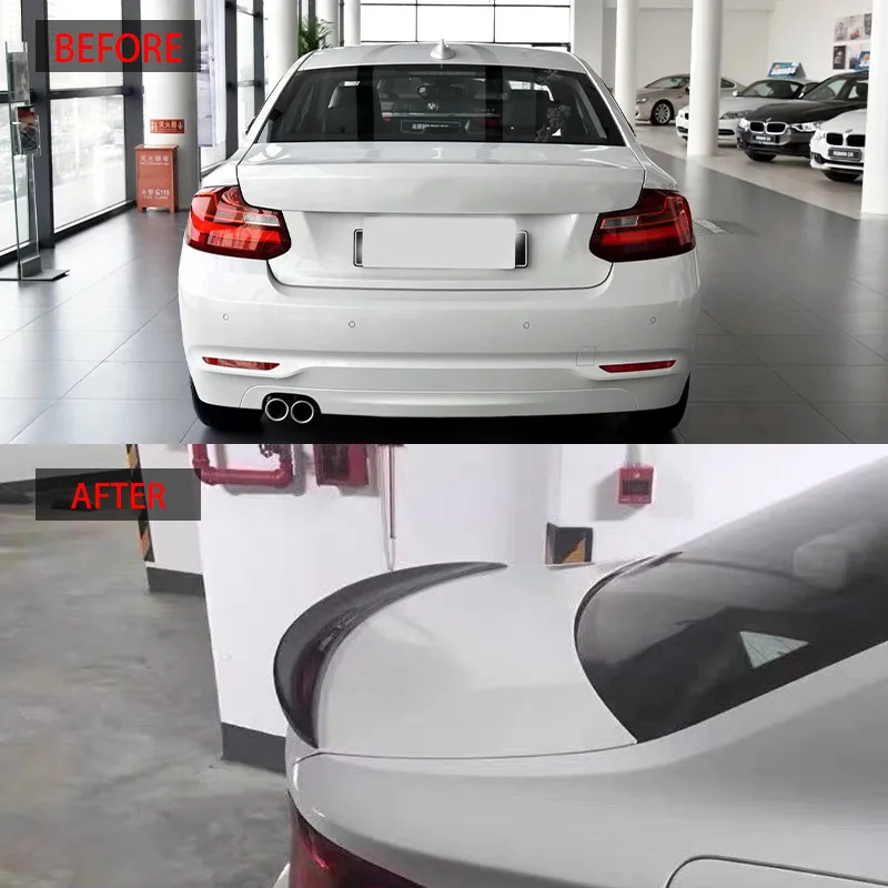 

Черный спойлер для 2014-2019 BMW 2 серии F22 MP, спойлер с верхними крыльями, черный корпус для губ, сплиттер, отделка багажника, клейкие аксессуары