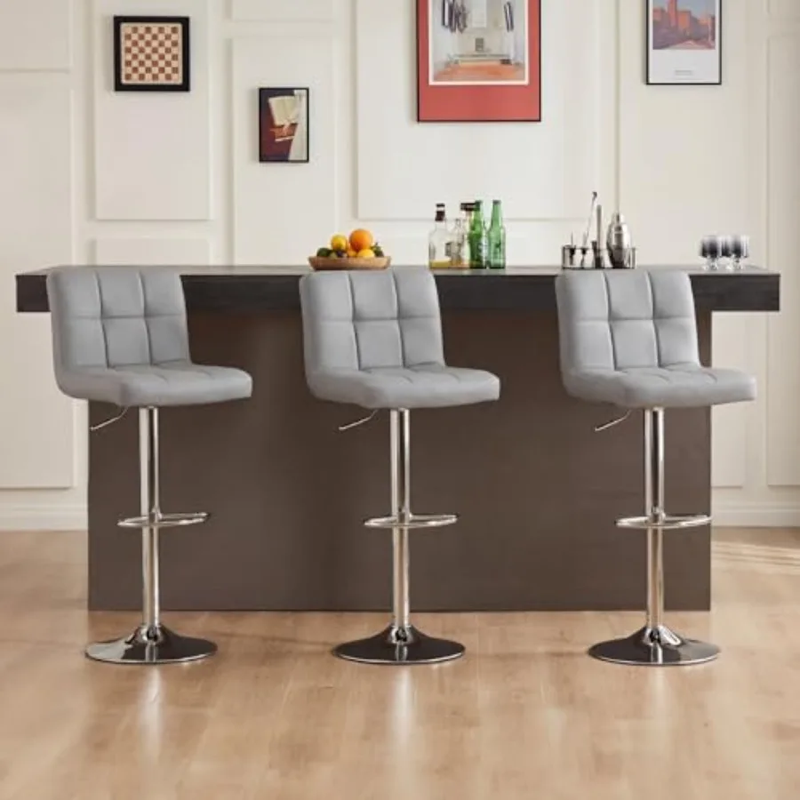 

Bar Stools inch Counter Height Bar Stools Upholstered Modern Kitchen Barstools with Metal Base PU Leather Saddle Stools for Kit