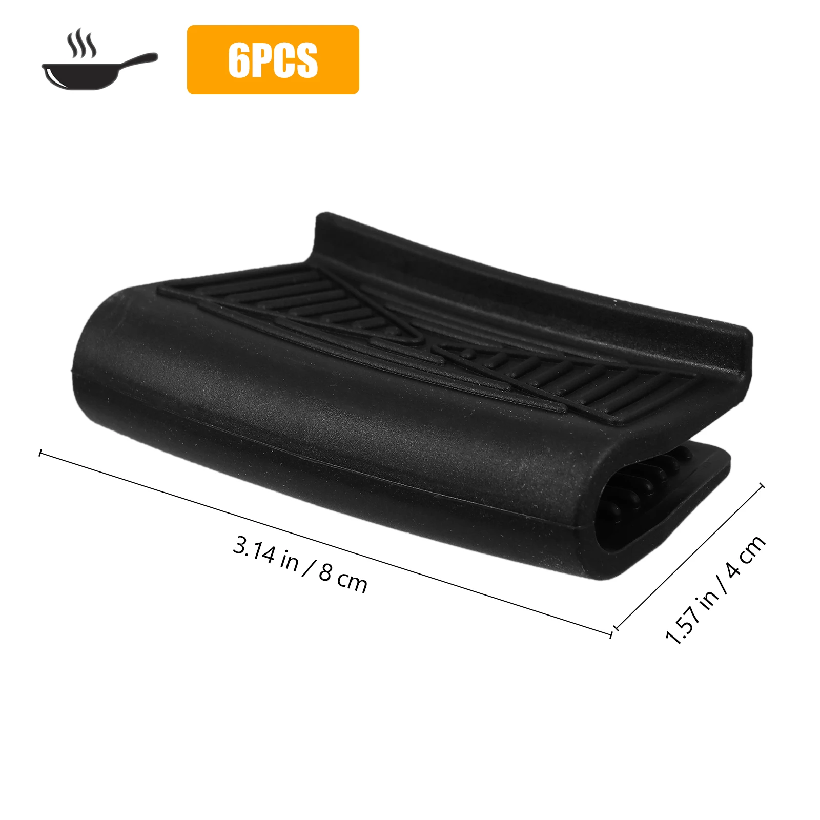 

6pcs Heat resistant Silicone Pot H Cover Thickened Kitchen Tool Cookware Ear Clip Black Anti scald Practical Dining Pad