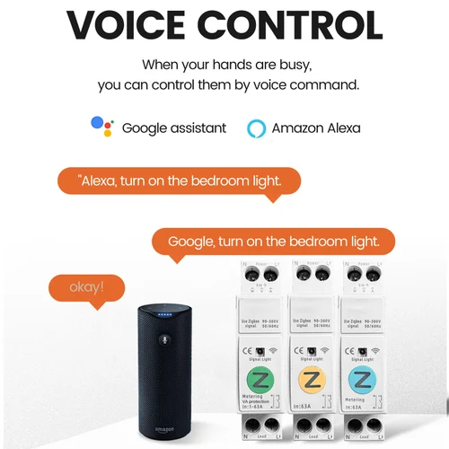 Imagen 2 del producto Disyuntor inteligente Zigbee 1P + N 63A carril Din protección contra sobrecorriente bajo voltaje medición de potencia interruptor remoto MCB LARKKEY