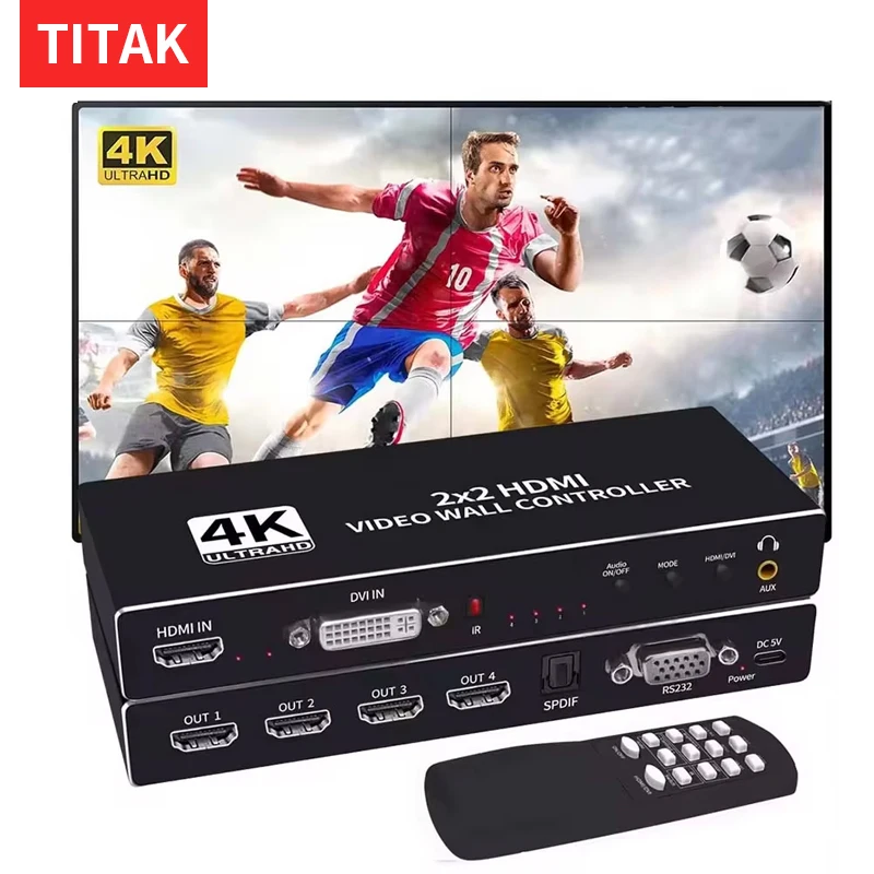 

4K HDMI Video Wall Controller 2x2 HDMI DVI Video Wall Processor 1x2 1x3 1x4 2x1 3x1 4x1 4K Multi Video Screen Processor Splicer