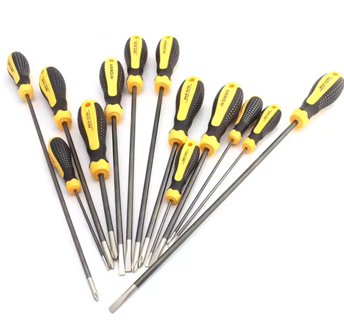 

R'DEER high grade Chromium vanadium steel rubber handle screwdrivers 3x75mm 4x75mm 5x100mm 5x300mm 6x300mm NO.9919
