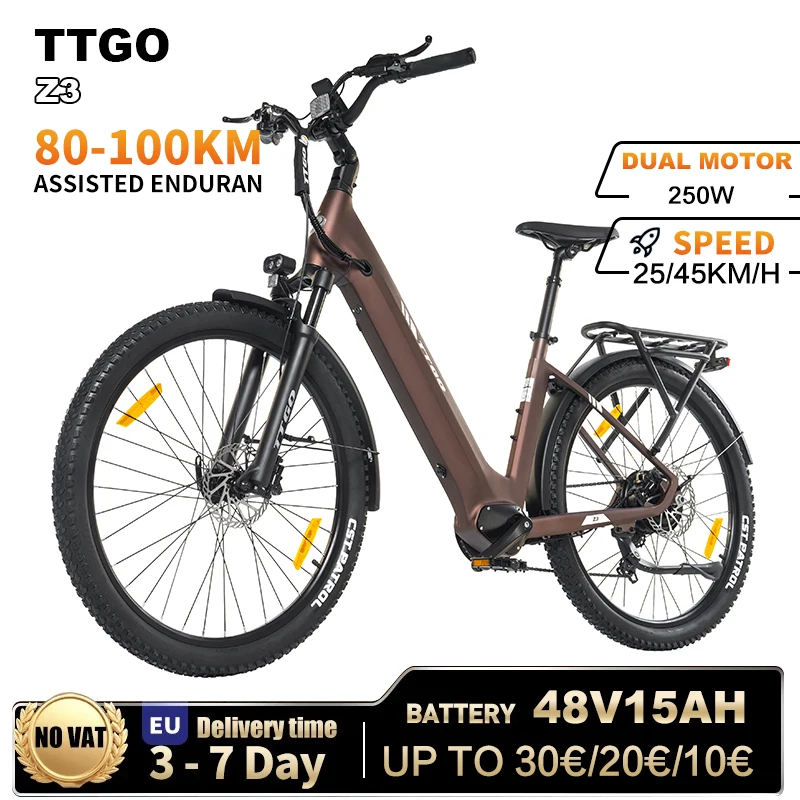 Electric Bike TTGO Z3 27.5x2.4 "Two-wheel 250W Motor 48V15AH Battery Adult E-Bike Hydraulic Disc Stop City MTB Electric Bike
