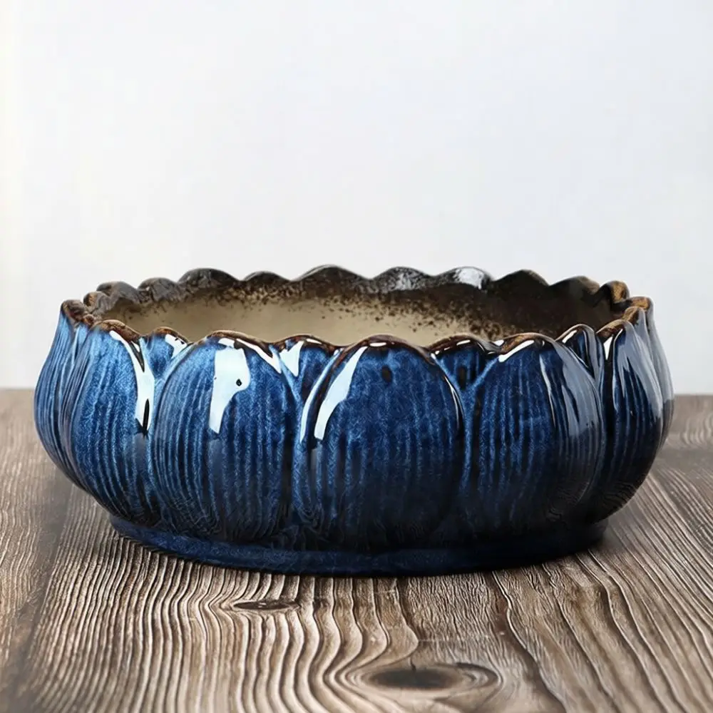 Breathable Ceramic Succulent Planter Coarse Pottery Flower Pot Large Opening Decorative Container For Indoor Home Gardening