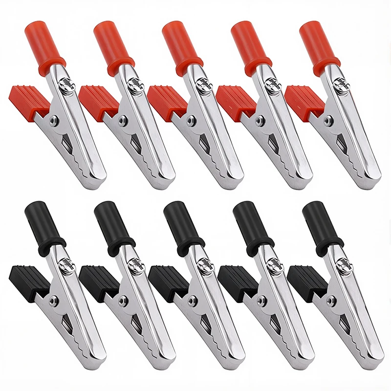 10pcs Metal Alligator Clips Test Clips, Electronic Product Test Clips With Screws And Solder Ports, Electrician Wire Clips ﻿