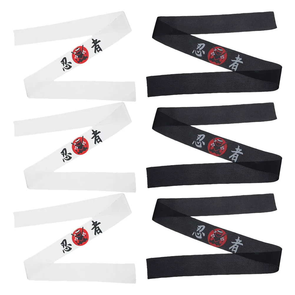 

6 Pcs Japanese Headbands Traditional Ninja Print Versatile Karate Chef Bandana Breathable Soft Sports Costume Halloween
