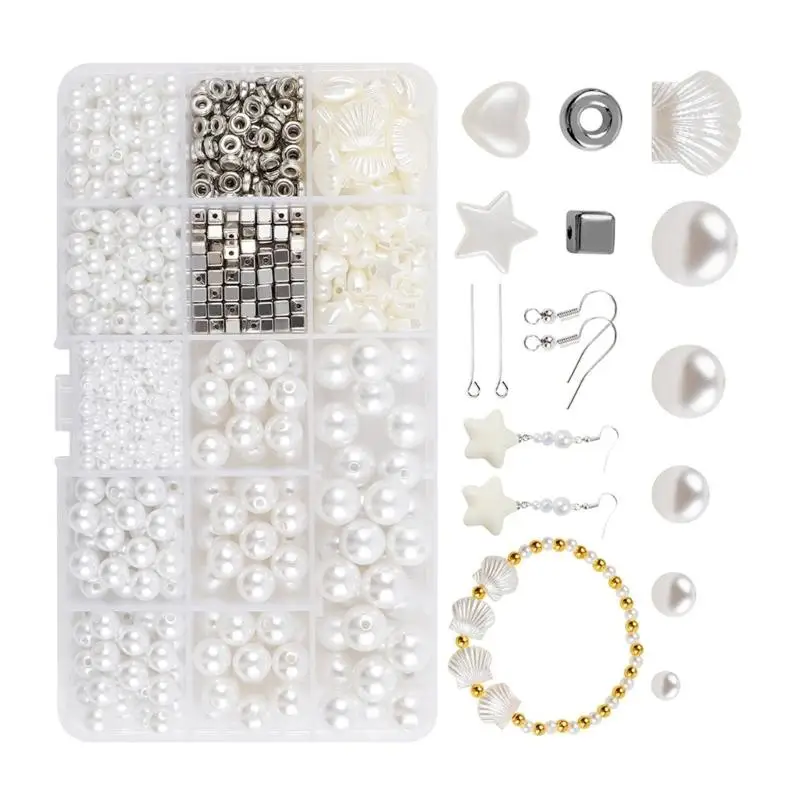 39BD 1020Pcs Assorted Size Beads with Jewelry Accessories for Bracelets Earrings