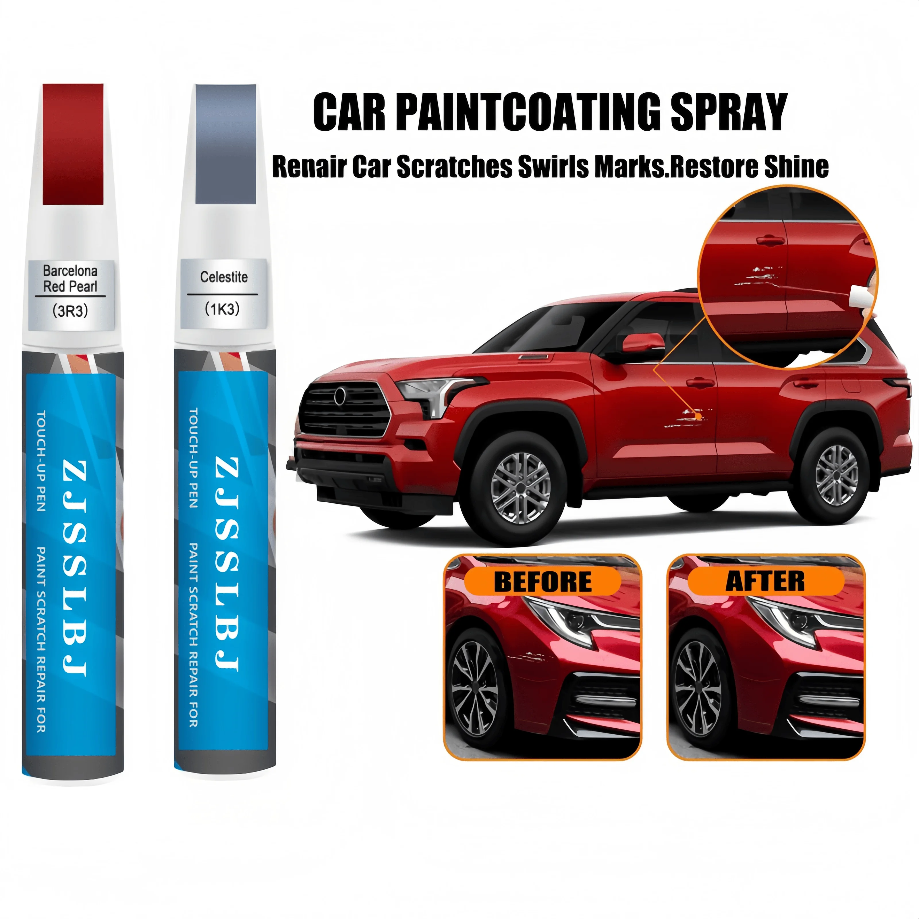 for Toyota Touch Up Paint Kit (2K Clear Coat Included) - Exact Match for Codes 3Q3, 1k3 3U5 & More - Chip & Scratch Repair