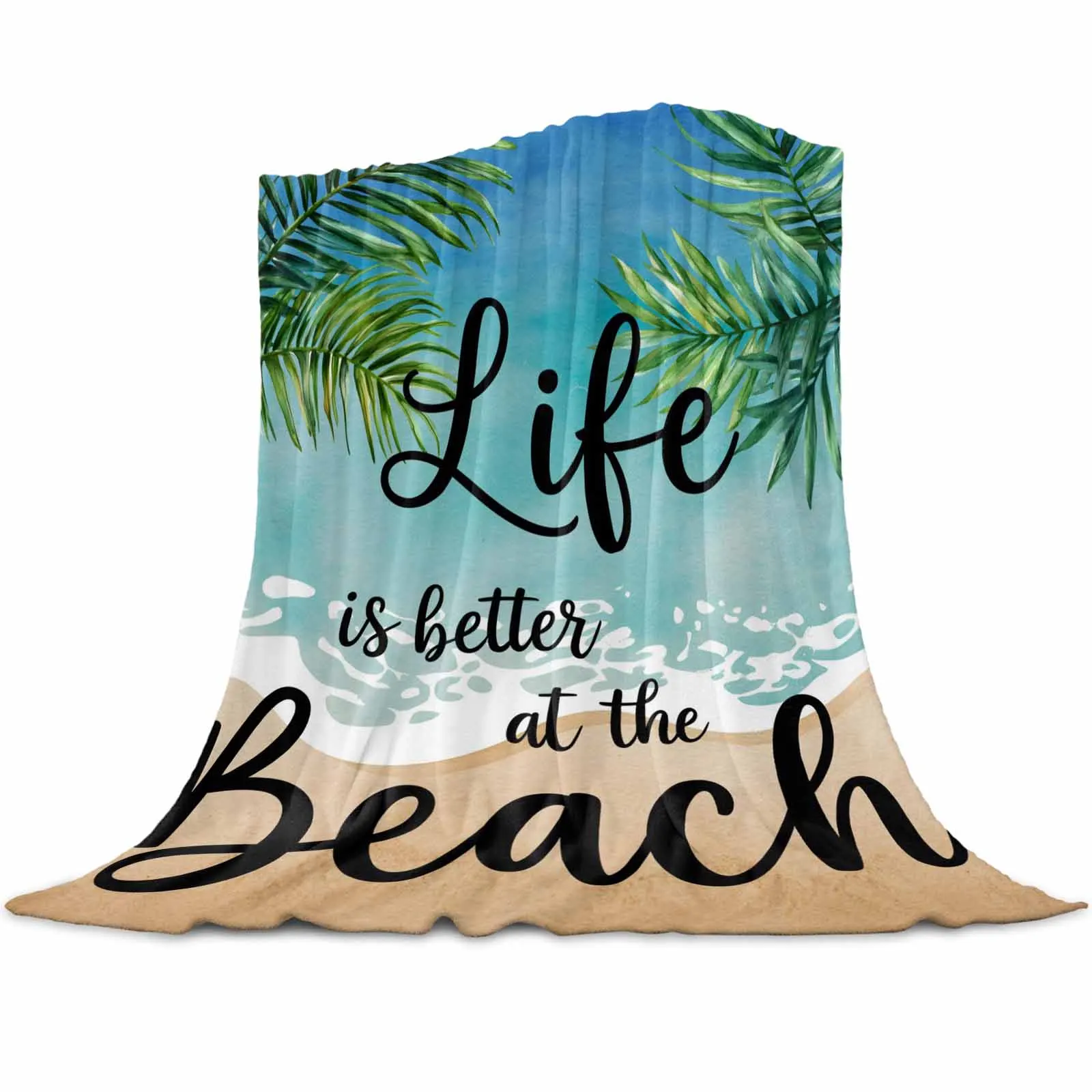 

Летние пляжные пледы с пальмовыми листьями, одеяла для дивана-кровати, зимние мягкие плюшевые теплые семейные друзья, праздничные подарки