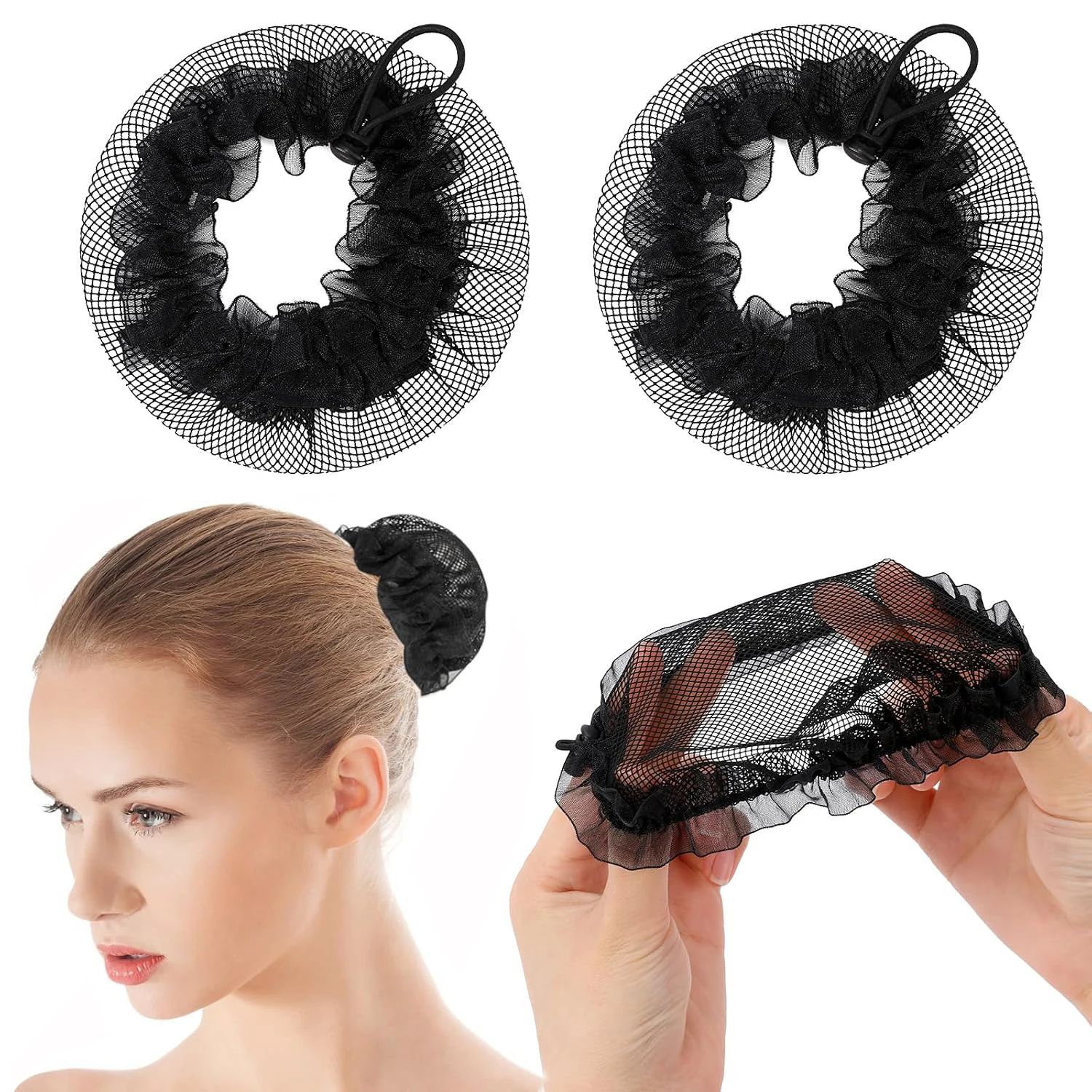Beautiful Bun Cover Snood Women Hair Net Ballet Dance Skating Crochet Fanchon Rhinestone Styling Headwear Accessories