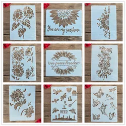 A4 29 * 21cm DIY Stencils Wall Painting Scrapbook Coloring Embossing Album Decorative Paper Card Template,wall. sunflower