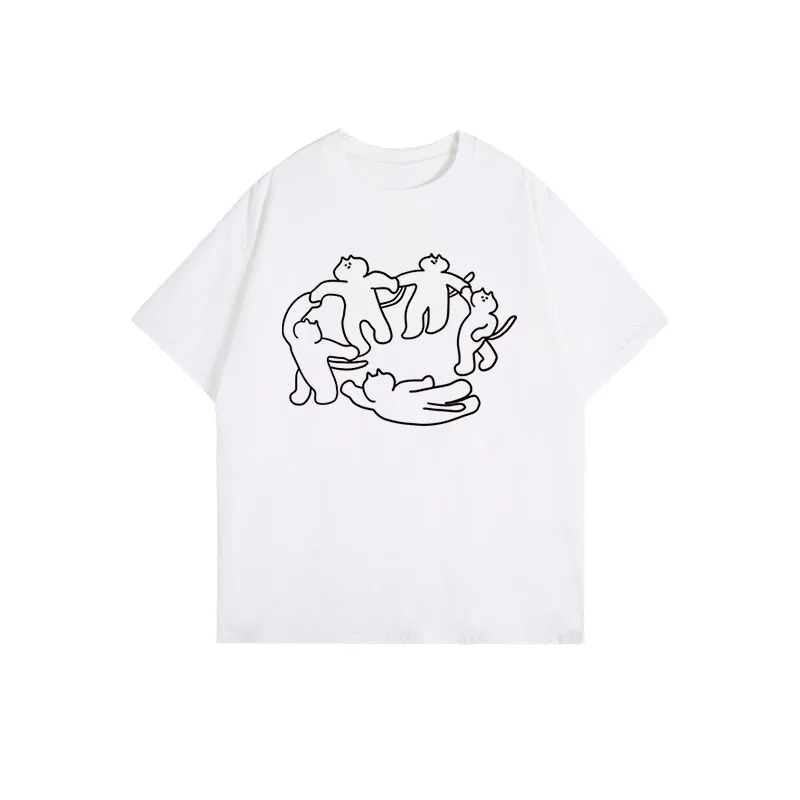 

Original fun graffiti short-sleeved T-shirt womens summer trend cotton half-sleeved couple
