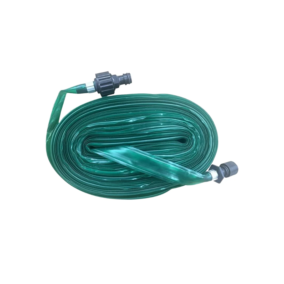 PVC Flat Sprinkler Soaker Hose with Quick Connector, Green Garden Irrigation Hose for Lawn Yard Farm Watering, 3m/7.5m/10m/30m A