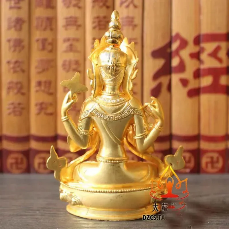 11CM # HOME OFFICE patron saint -efficacious Talisman House Protection Tibetan Buddhism gilding brass Buddha statue Decoration