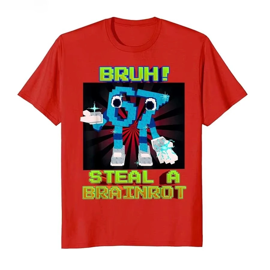 تي شيرت Bruh 67 Six Seven 6-7 مضحك Brainrot Meme للرجال والنساء 100% قطن تي شيرت بأكمام قصيرة #4