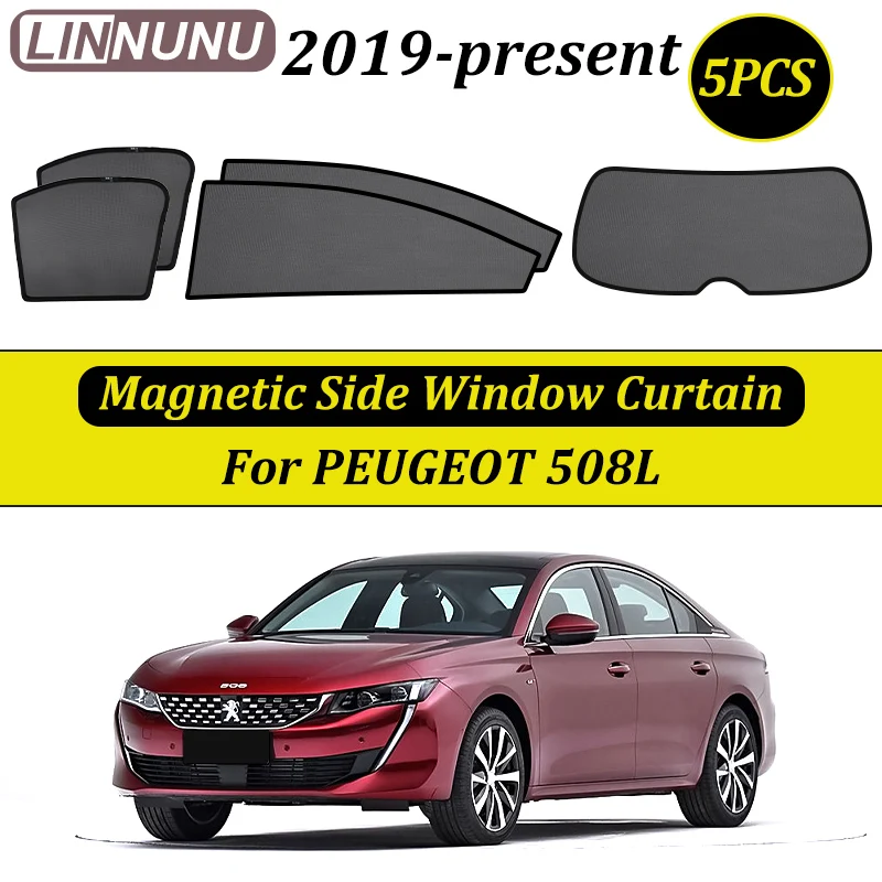 

LINNUNU Magenetic Car Sunshade For Peugeot 508 508L 2010-2026 Windshield Curtain Side Window Sun Shade UV Protection Accessories