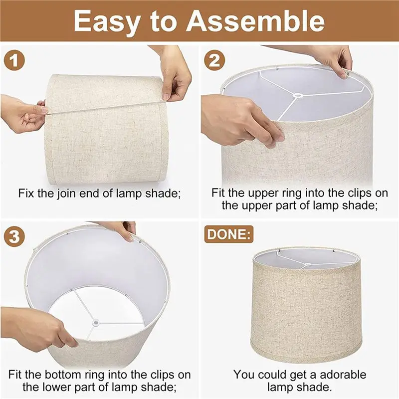 RALCA-Lamp Shades High Replacement Fabric Lampshades 12.6X11.6X9.8Inch For Table Lamp Floor Lamp A