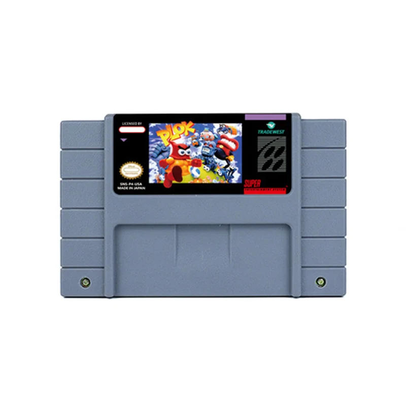 Plok Action Game for SNES 16 BitRetro Cart Children Gift