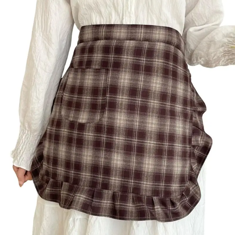 E8BD Fashion Korean Styles Pattern Apron With Easy to Clean Fabric and Front Pocket For Service Worker Coffee Shop Staff