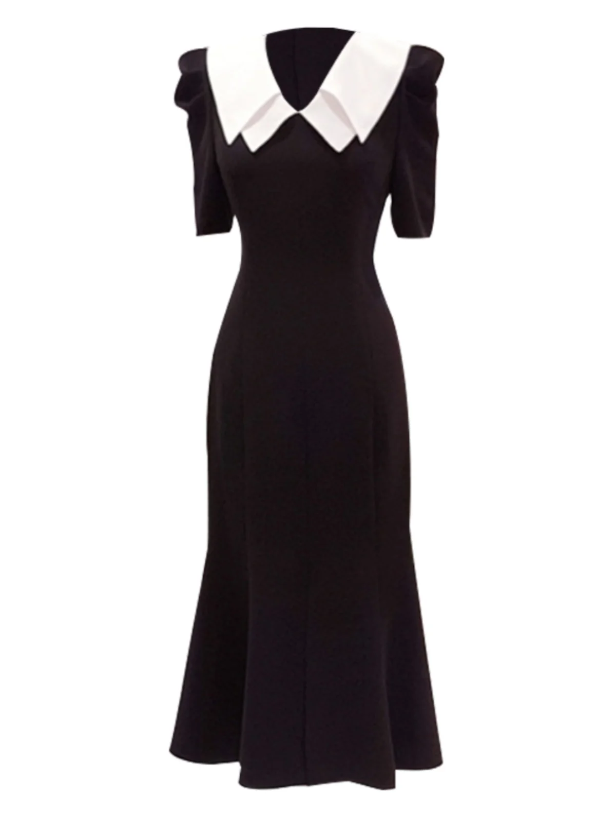 2025 صيف جديد Faion Commute طبقة مزدوجة طوق فقاعة ort Sve Ele التخسيس حورية البحر ذيل Dr منتصف طول ألف خط... #5