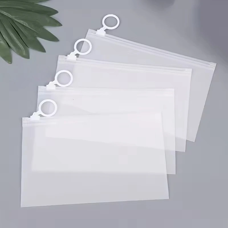 Sacs transparents en plastique givrés avec anneau de traction, 10/20/30 pièces, sous-vêtements de voyage, maillots de bain, emballage de rangement de cosmétiques refermé