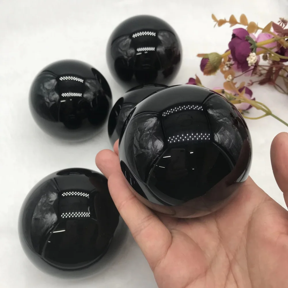 Natural Polished Black Obsidian Sphere  Reiki Healing Energy Quartz Crystal Ball Meditation Spritual for Home Decor and Gifts