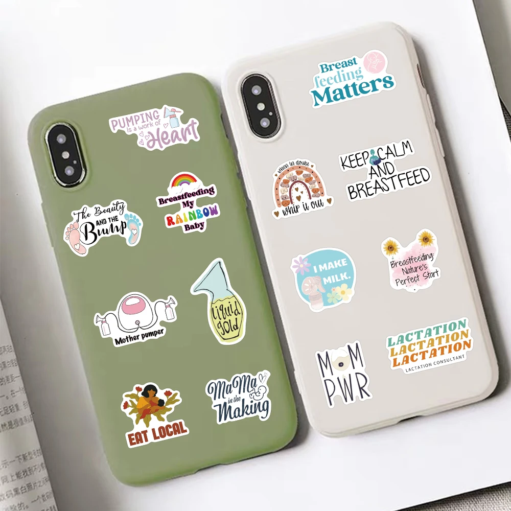 50pcs Breastfeeding And Pregnancy Stickers Decals For Phone Laptop Luggage Skateboard Scrapbook Cartoon Graffiti Stickers