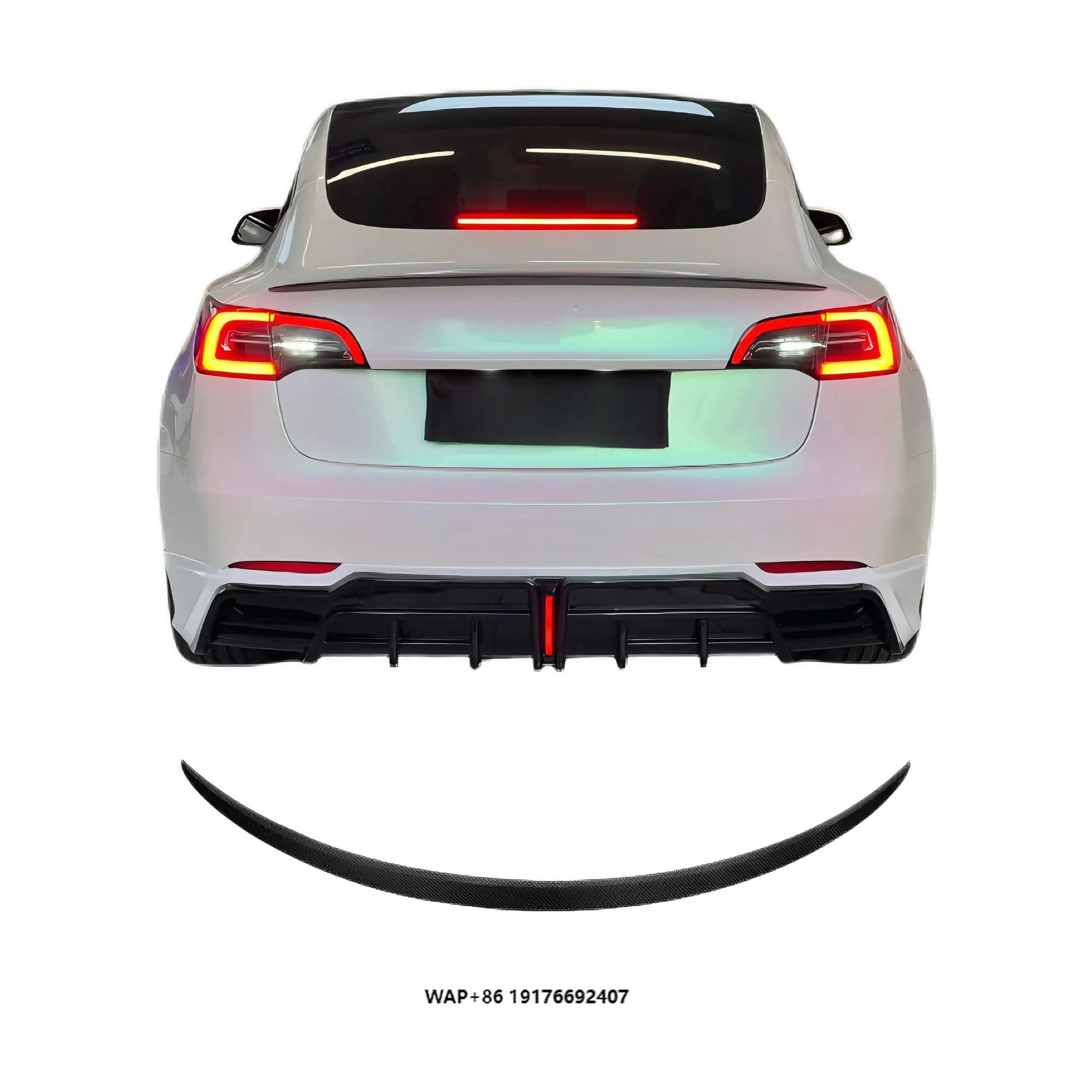

High Quality True Carbon Fiber Carbon Fiber Rear Spoiler Tail Fin forTesla Model 3