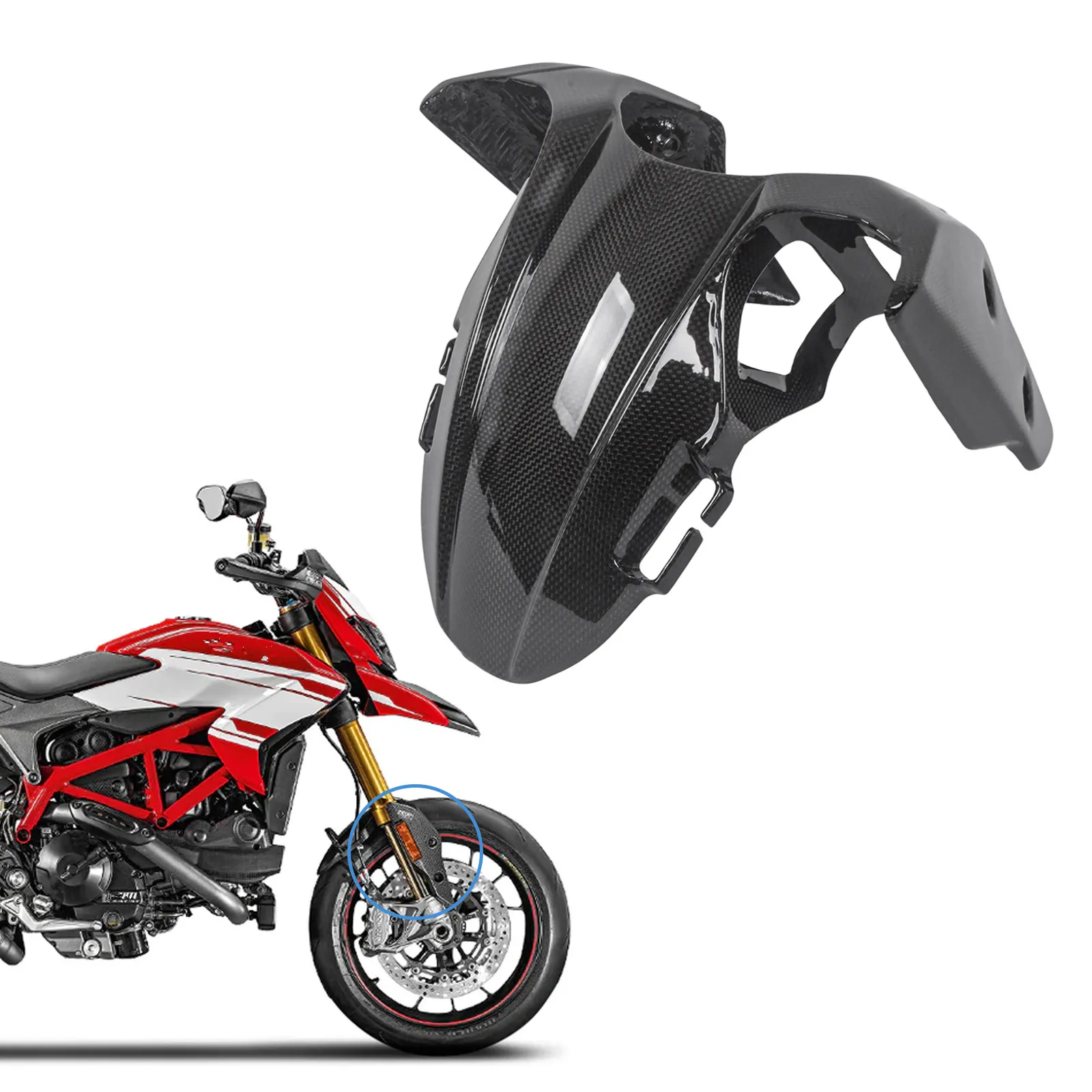 

Motorcycle Front Fender Mudgurd Hugger Carbon Fiber for Ducati Hypermotard 821 939 950 2013-2018 2019 2020 2021 2022