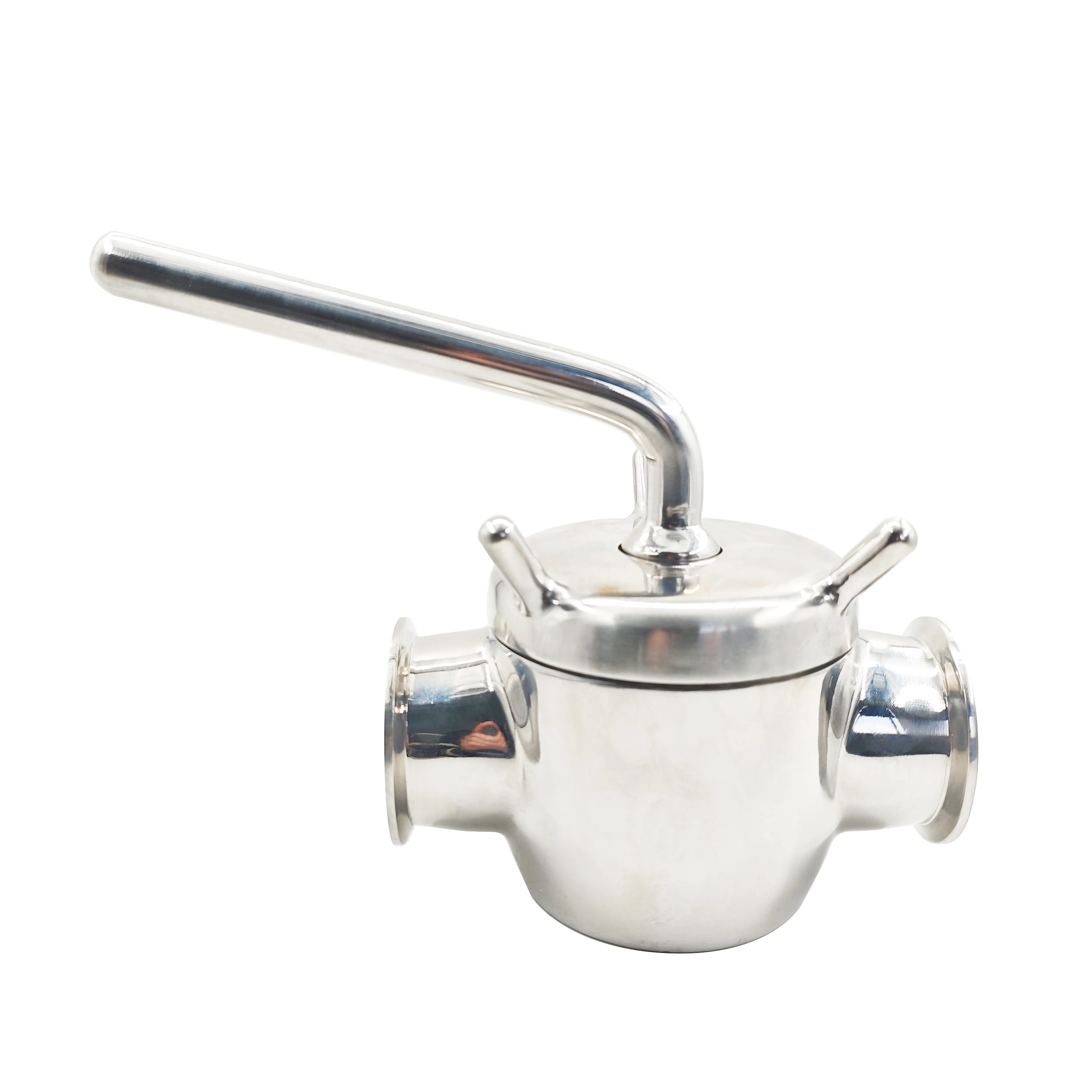 tri-clamp and DIN male-threaded three-way plug valve 304 stainless steel tee plug valve
