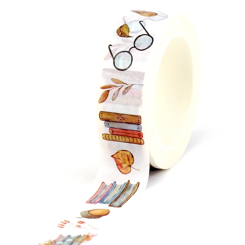 

1X 10M Deco Retro Fall Books Leaves Japanese Washi Tape DIY Adhesive Masking Tape Cute Journaling Stationery School Supplies
