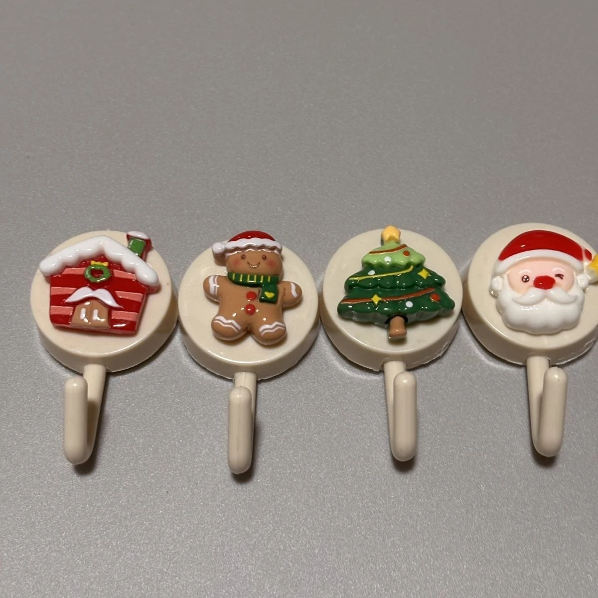 Christmas Wall Hooks Self Adhesive Decorative No Drill Removable Hanger for Stockings Keys Towels Ornaments Xmas Decor