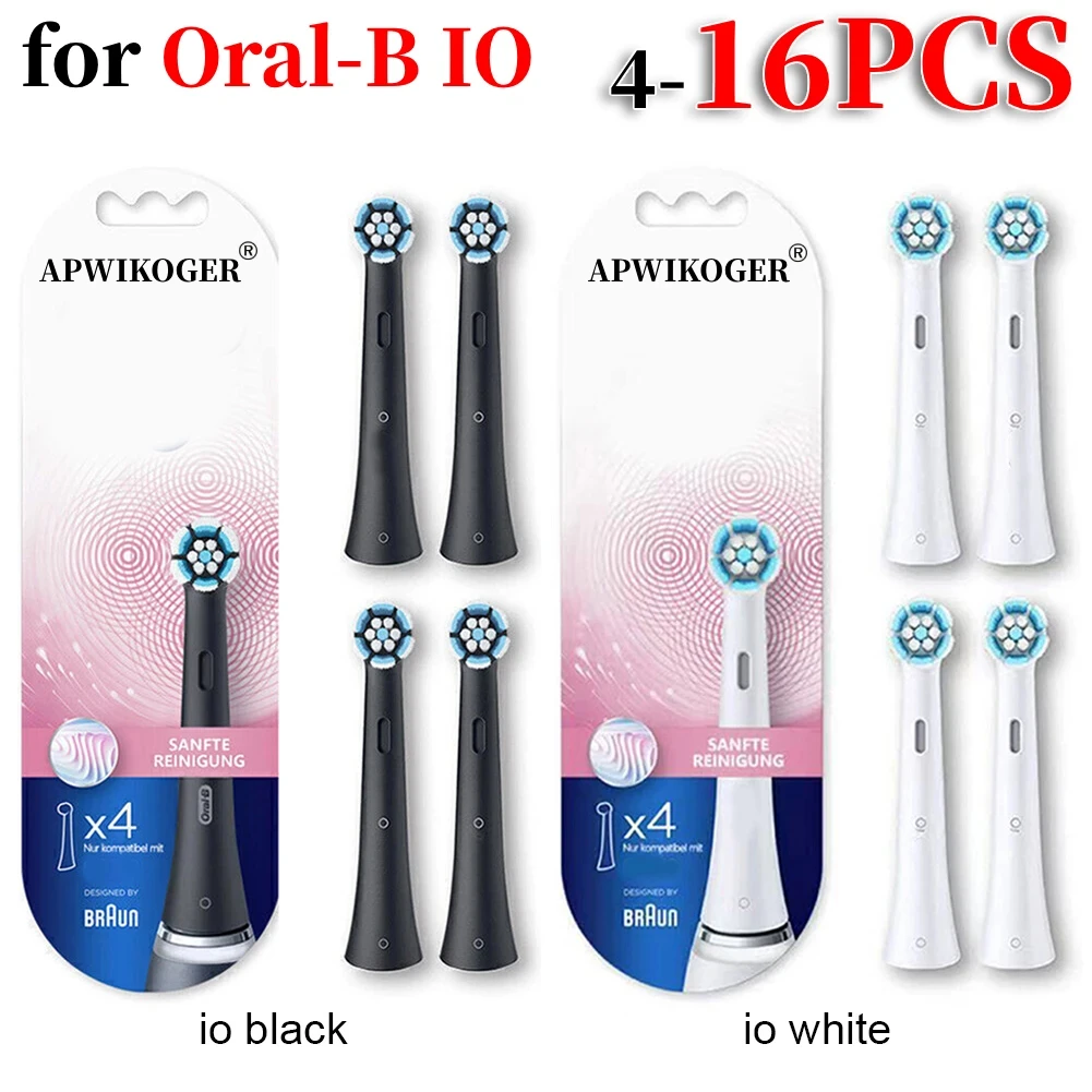 4-16PC Replacement Toothbrush Heads Black Or White Toothbrush Brush Head Deeper Plaque Removal for Oral-B IO Electric Toothbrush